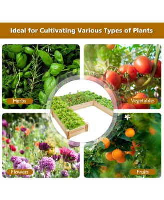 Raised Garden Bed 92.5x95x11in Wooden Garden Box Planter Container U-Shaped Bed