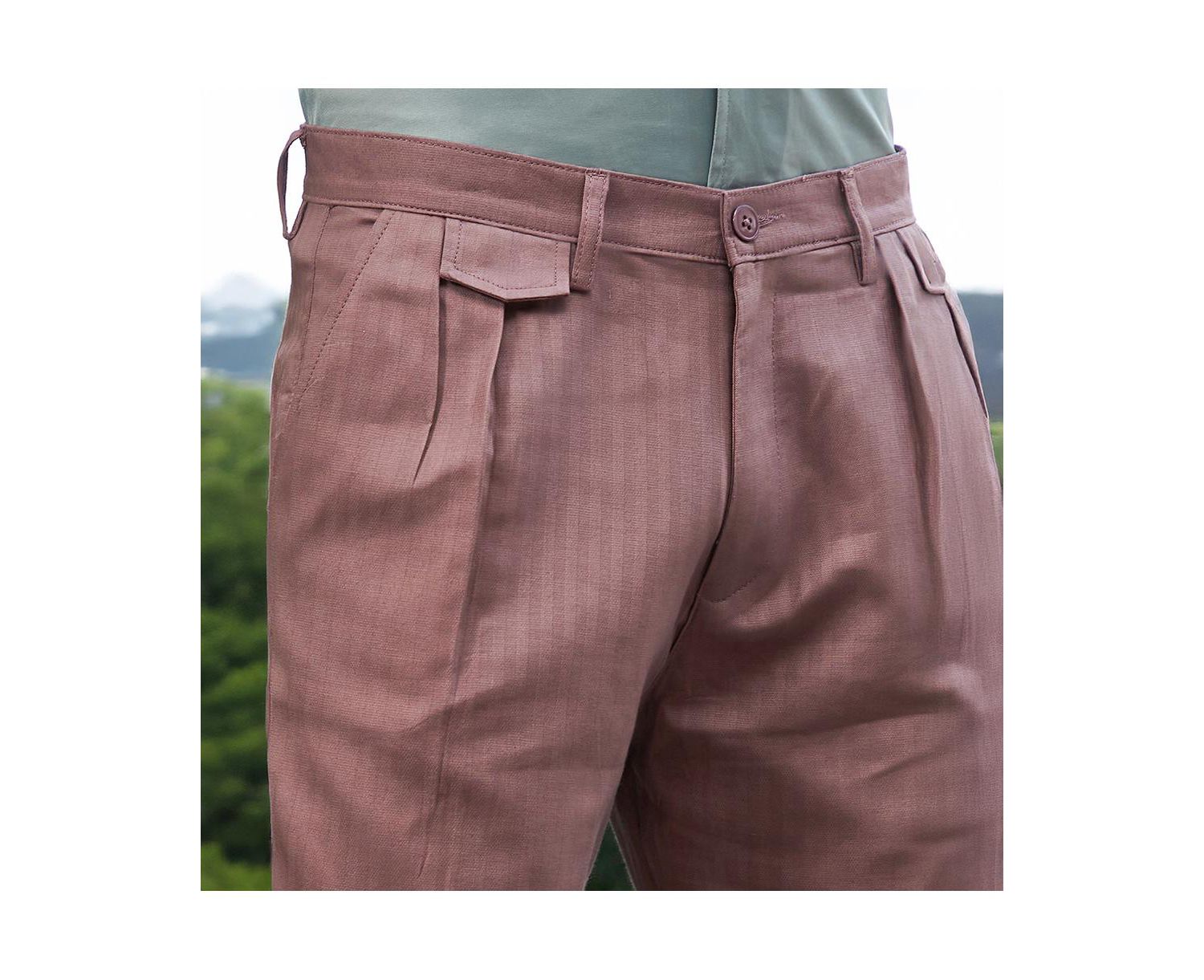 Men's Nude Pink Striped Tailored Trousers