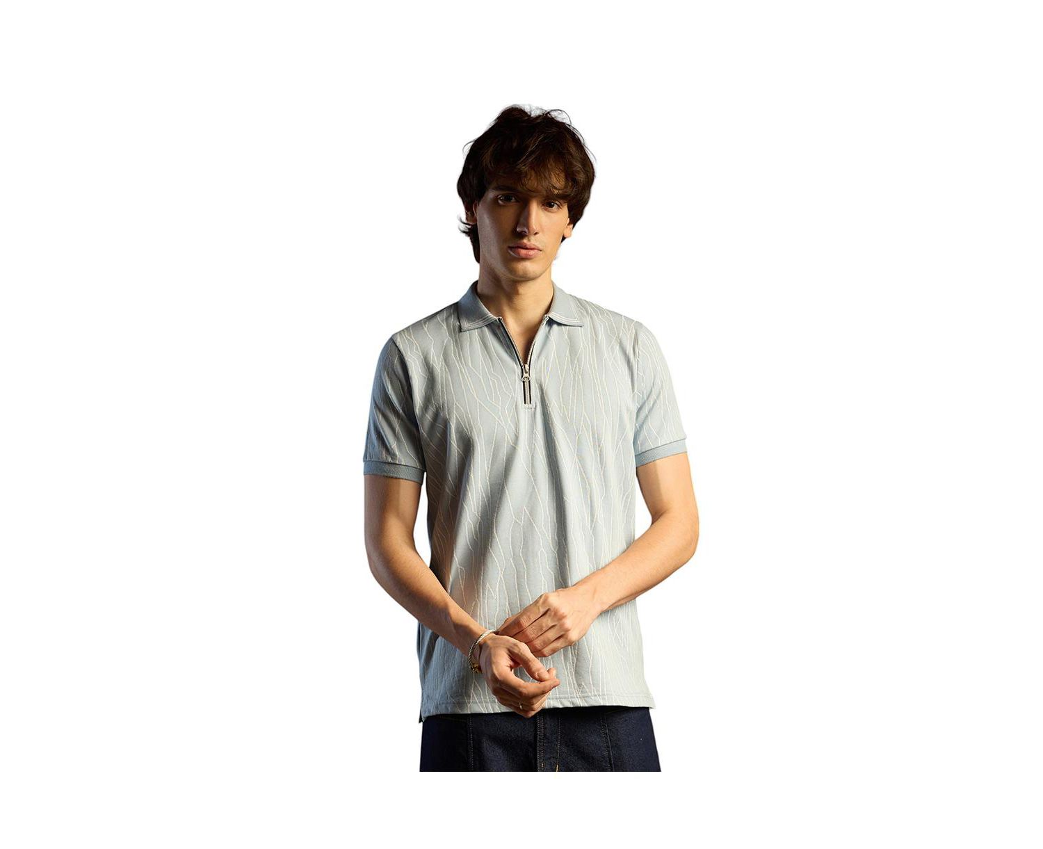 Men's Powder Blue Crevice-Lined T-Shirt