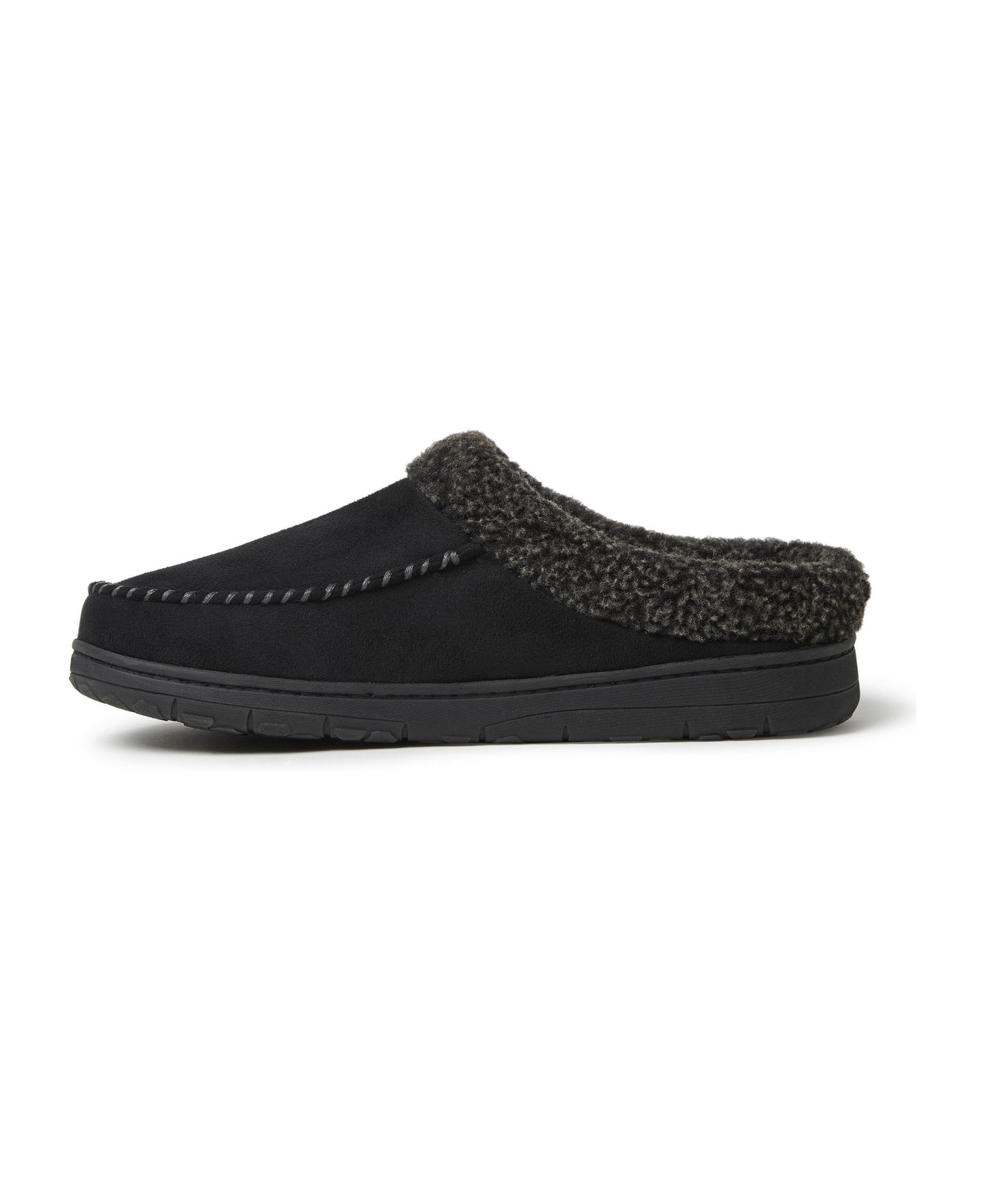 Мужские сабо Dearfoams Brendan Microsuede Moccasin Toe Clog Slipper, цвет: Чёрный — фото 3