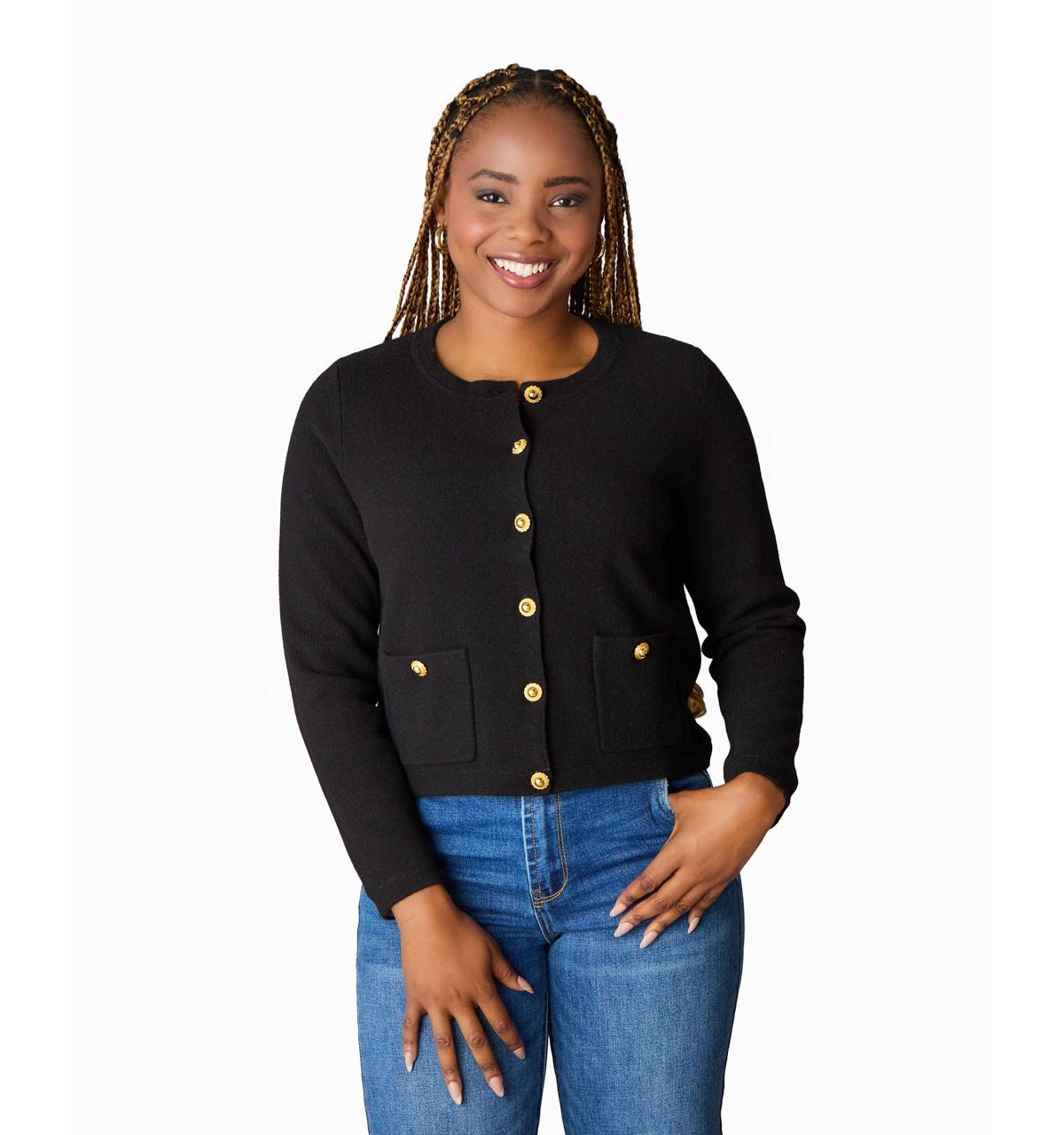 Women's Itch-Free Merino Wool Sweater Jacket with Soft Inner Lining - Black onyx