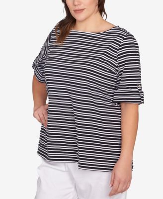 Plus Size Variegated Stripe Knit Top