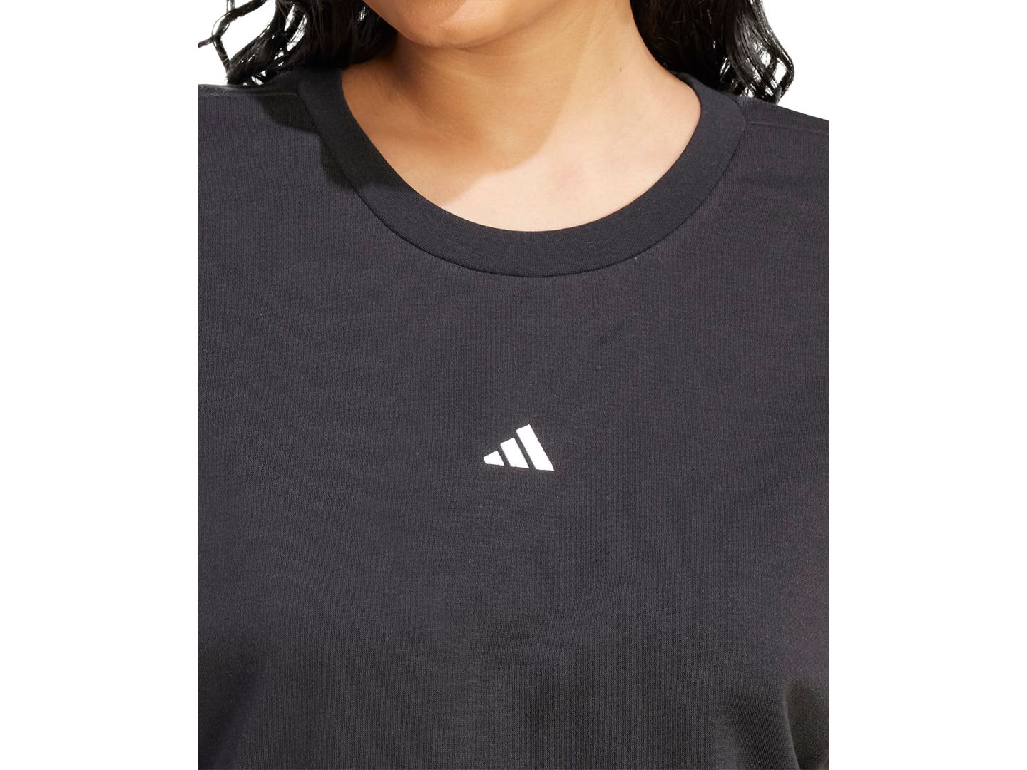 Женский свитшот adidas Plus Size Essentials Small-Logo Fleece, цвет: Чёрный — фото 3