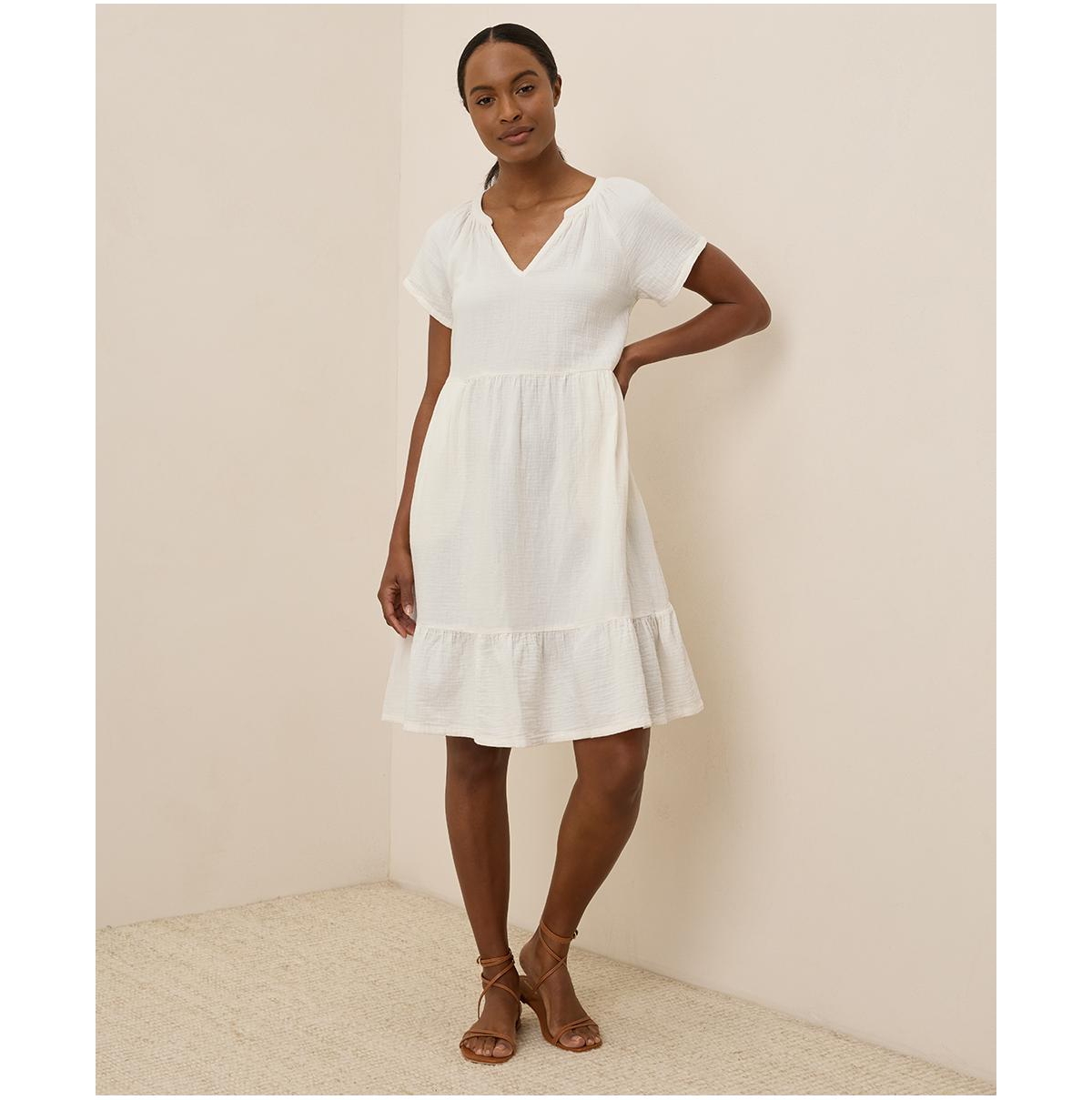 Women's Organic Cotton Coastal Double Gauze Breezy Dress - Sungold