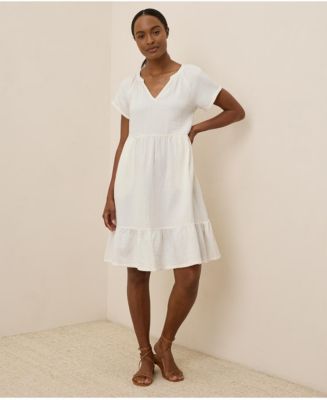 Pact Women's Organic Cotton Coastal Double Gauze Breezy Dress - Sea Salt