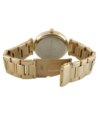 Women 38mm Gold Plated Bracelet Watch With Crystal Bezel