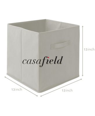Set of 6 Collapsible Fabric Storage Cube Bins, Beige - 13" Foldable Cloth Baskets for Shelves and Cubby Organizers