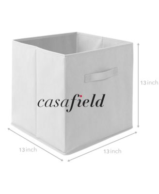 Set of 6 Collapsible Fabric Storage Cube Bins, Orange - 13" Foldable Cloth Baskets for Shelves and Cubby Organizers