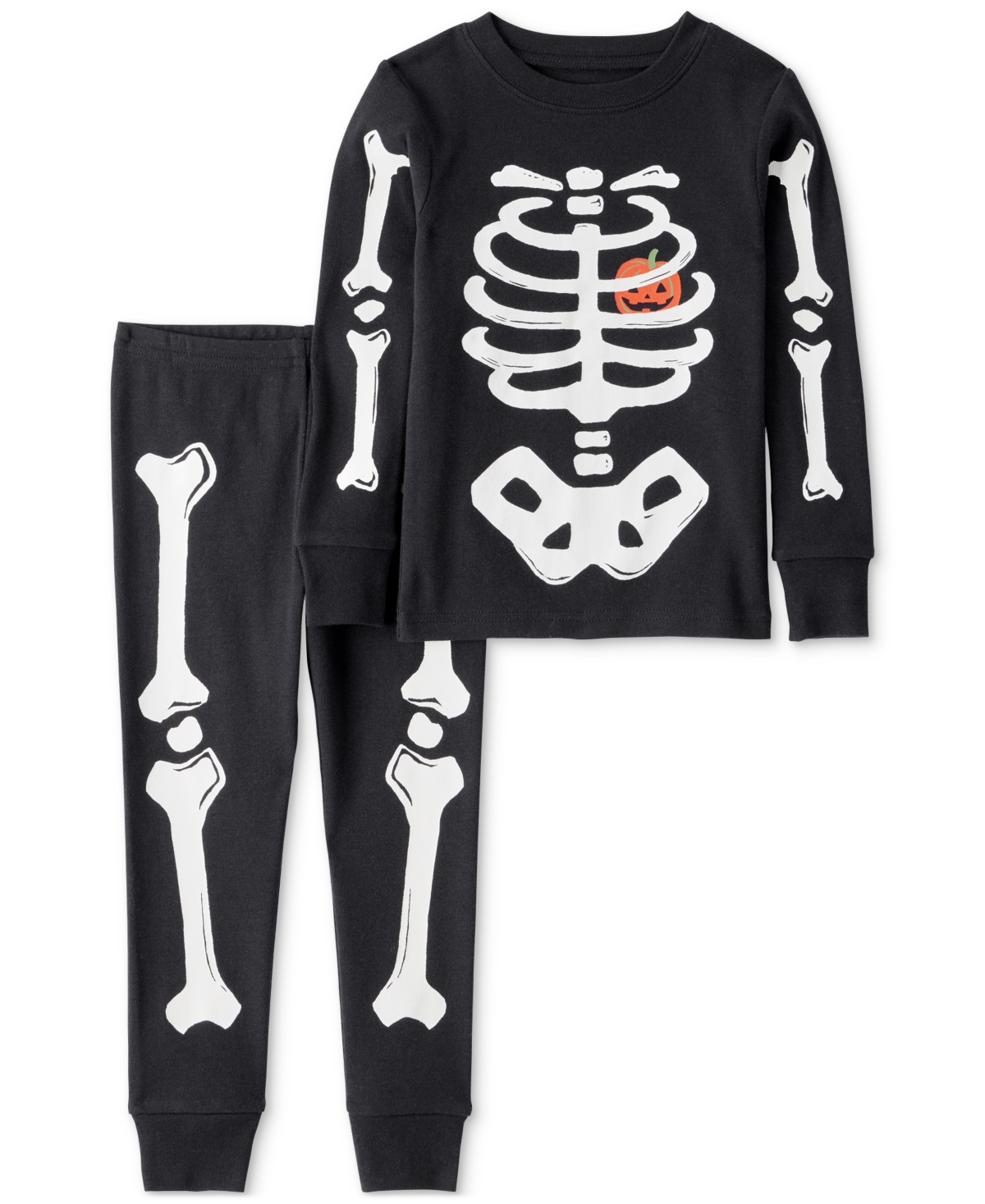 Carter's Baby Boys 2-pc. Glow Skeleton Halloween Pajamas Set In Black