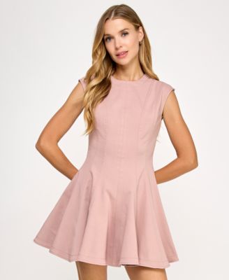 Juniors' Crewneck Short Fit & Flare Dress