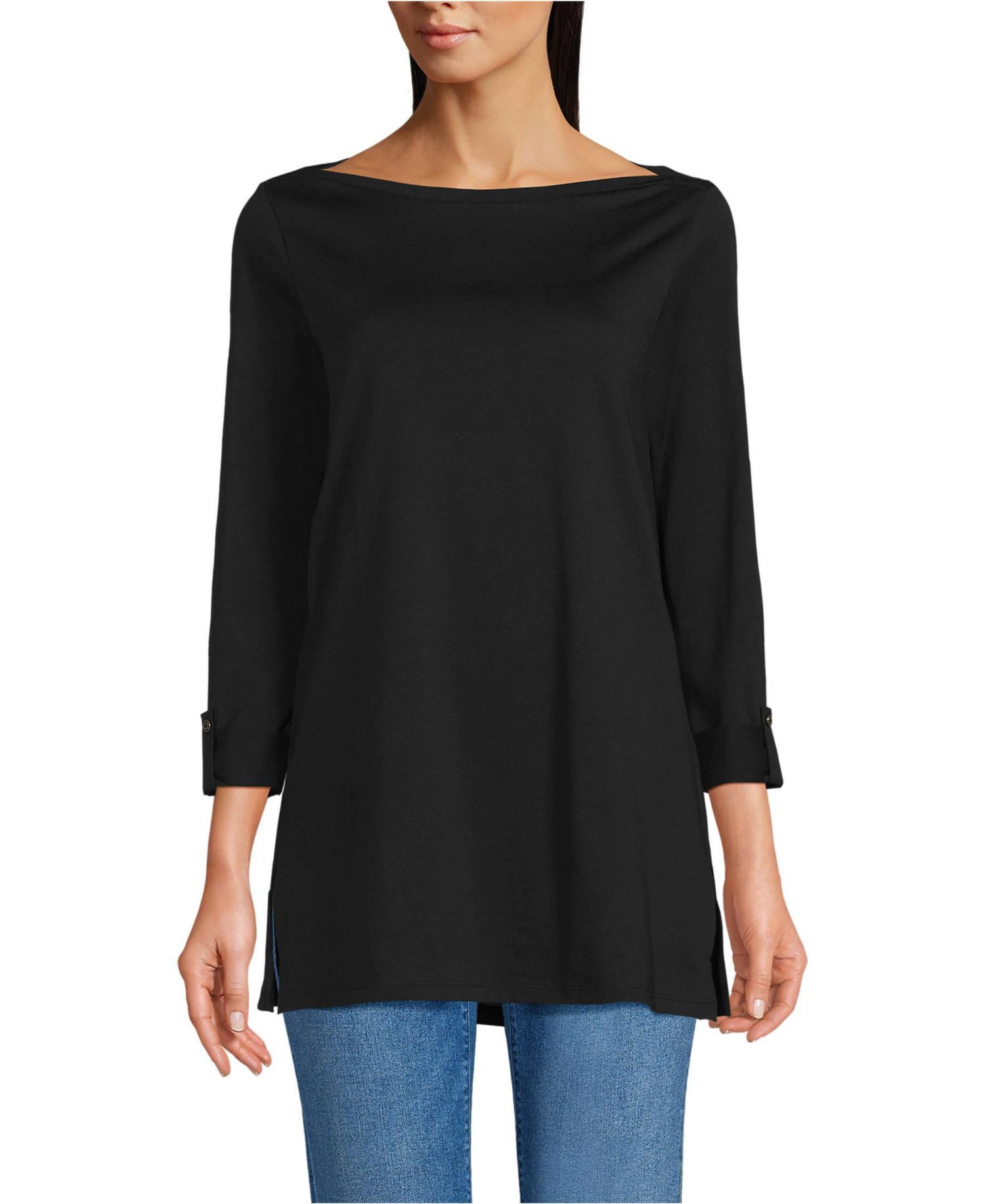 Women's Supima Cotton Adjustable 3/4 Sleeve Boatneck Tunic