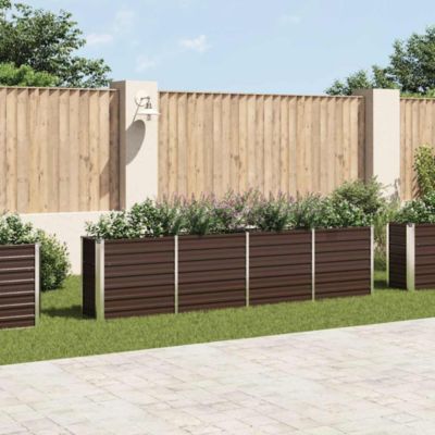 Raised Garden Bed Brown Galvanized steel Large Durable