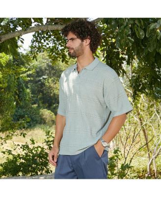 Men's Sage Green Bohomian Oversized Polo T-Shirt