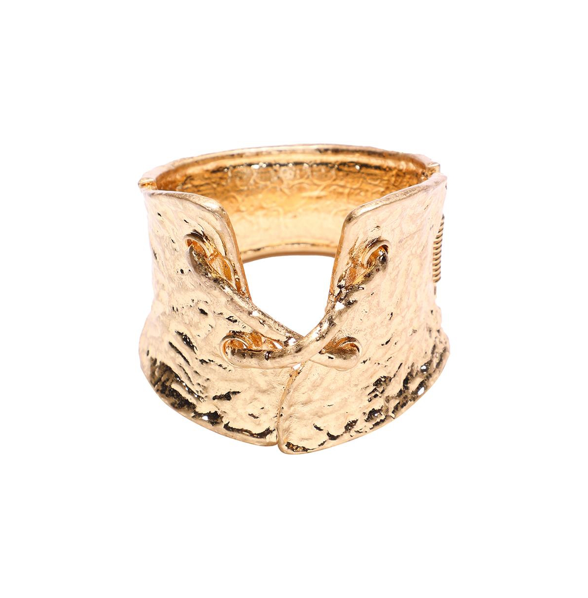 Women's Dented Tie-Up Statement Bracelet - Gold