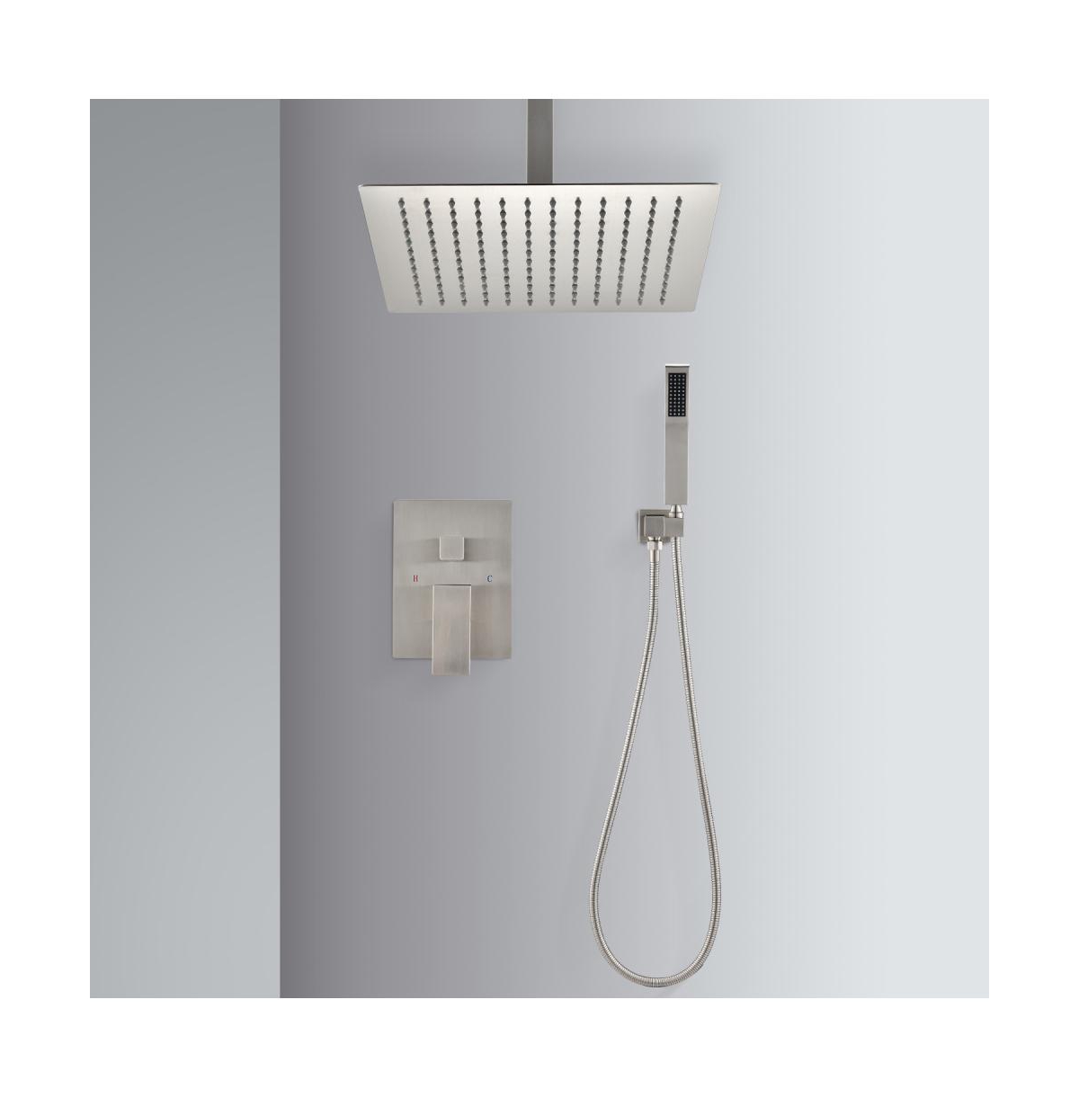 Ceiling Mounted Shower System Combo Set with Handheld and 12&#x22;Shower head