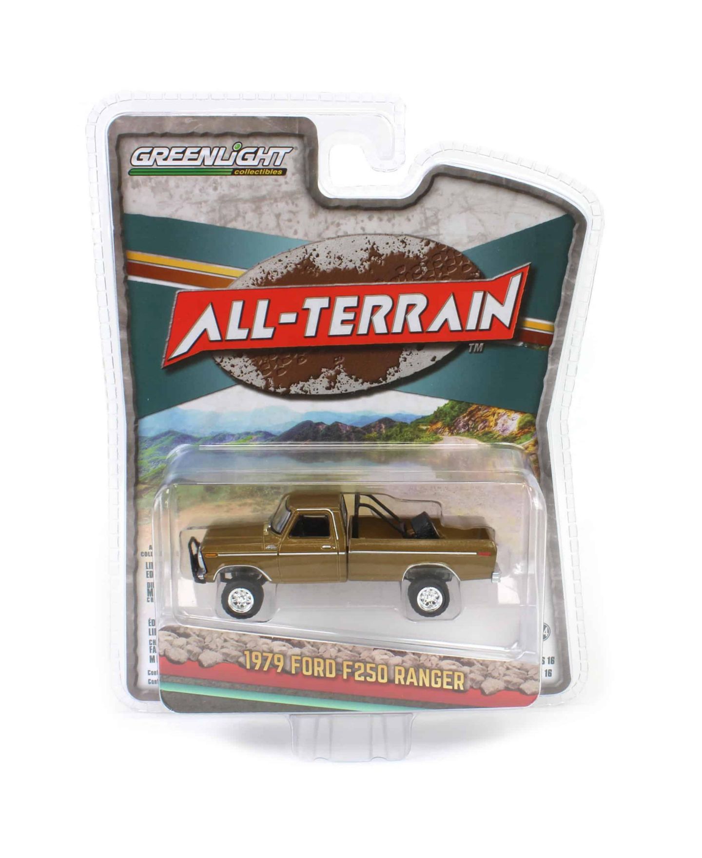Детская игрушка Greenlight 1/64 Scale All-Terrain Series 16 1979 F250 Ranger Lifted with Rollbar-mounted Spare Tire Diecast Toy Vehicle — фото 2