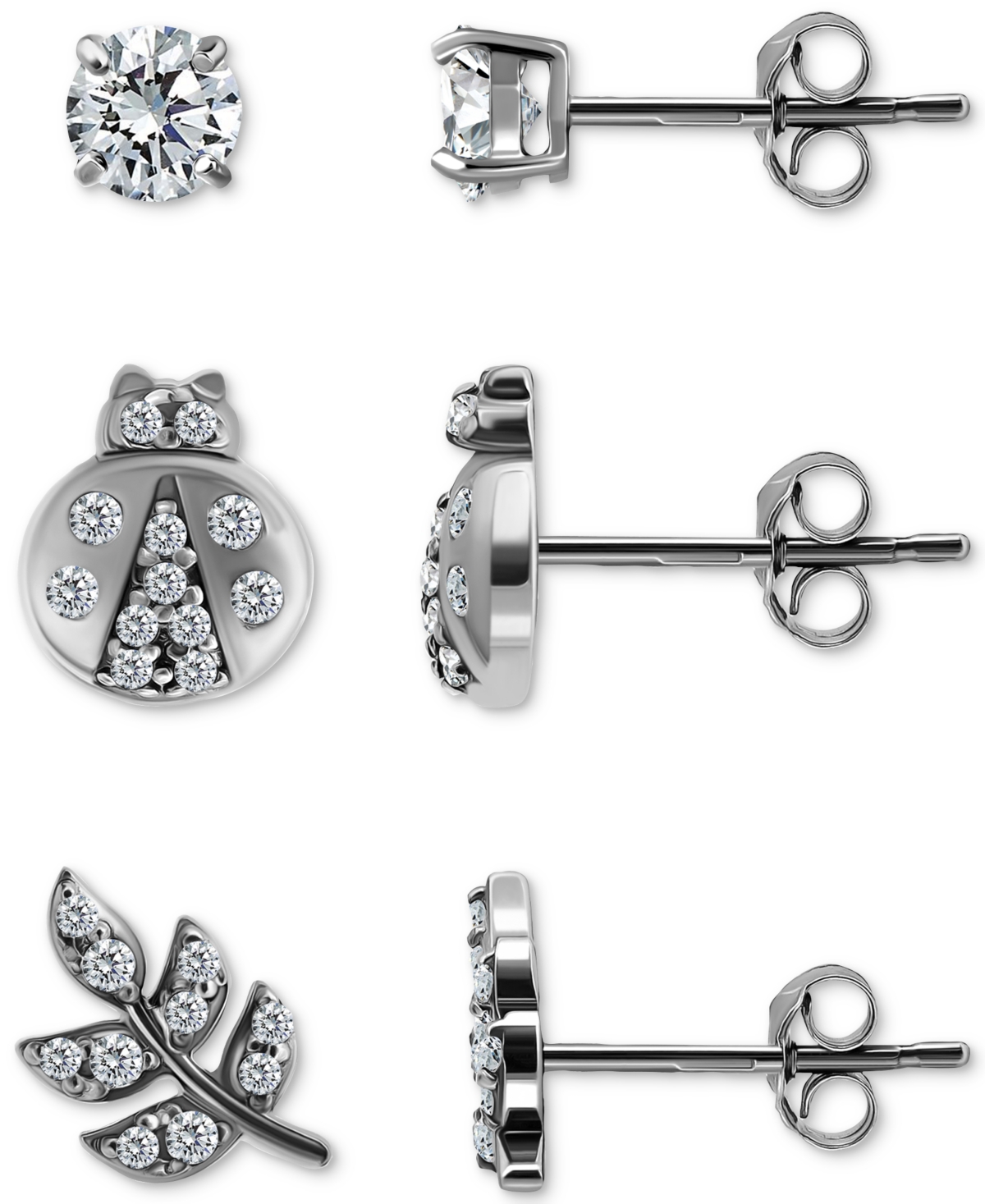 Giani Bernini 3-pc. Set Cubic Zirconia Stud Earrings In 18k Yellow Gold Over Sterling Silver (also In Sterling Sil In Metallic