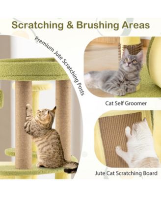 Freestanding Multi-level Avocado Cat Tower with Private Condo-Green