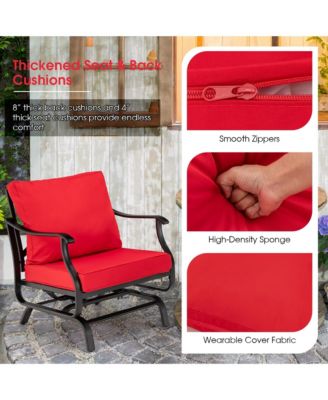 3 Piece Patio Conversation Bistro Set Outdoor Rocking Chair Set  w/ Cushions