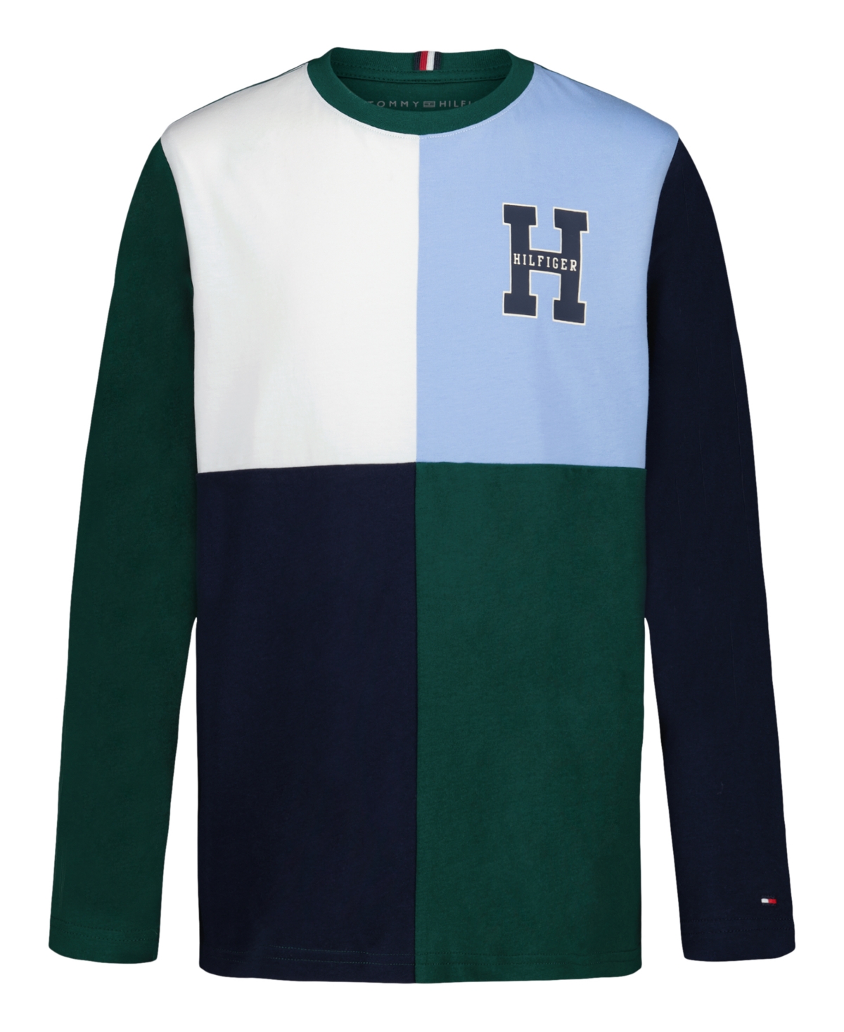 Tommy Hilfiger Big Boys Quad H Long Sleeve T-shirt In Green