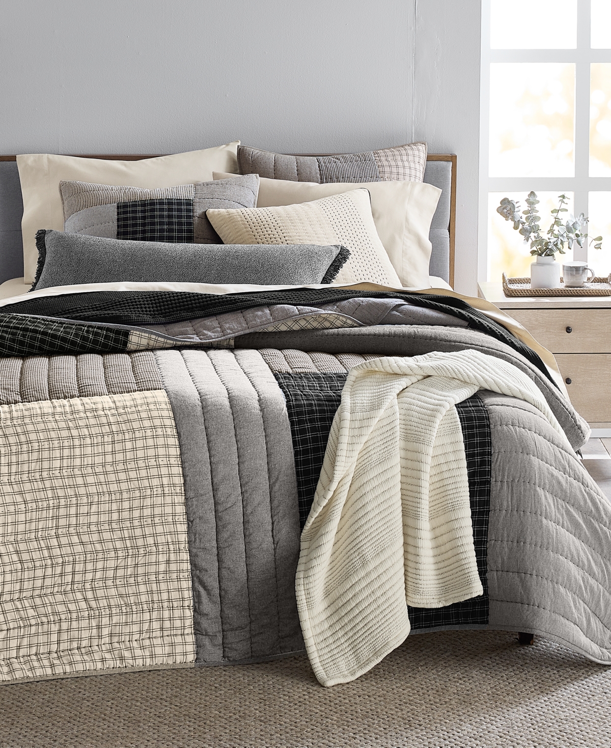Oake Striped & Stitched 3-pc. Quilt Set, Full/queen, Exclusively At Macy's In Multi