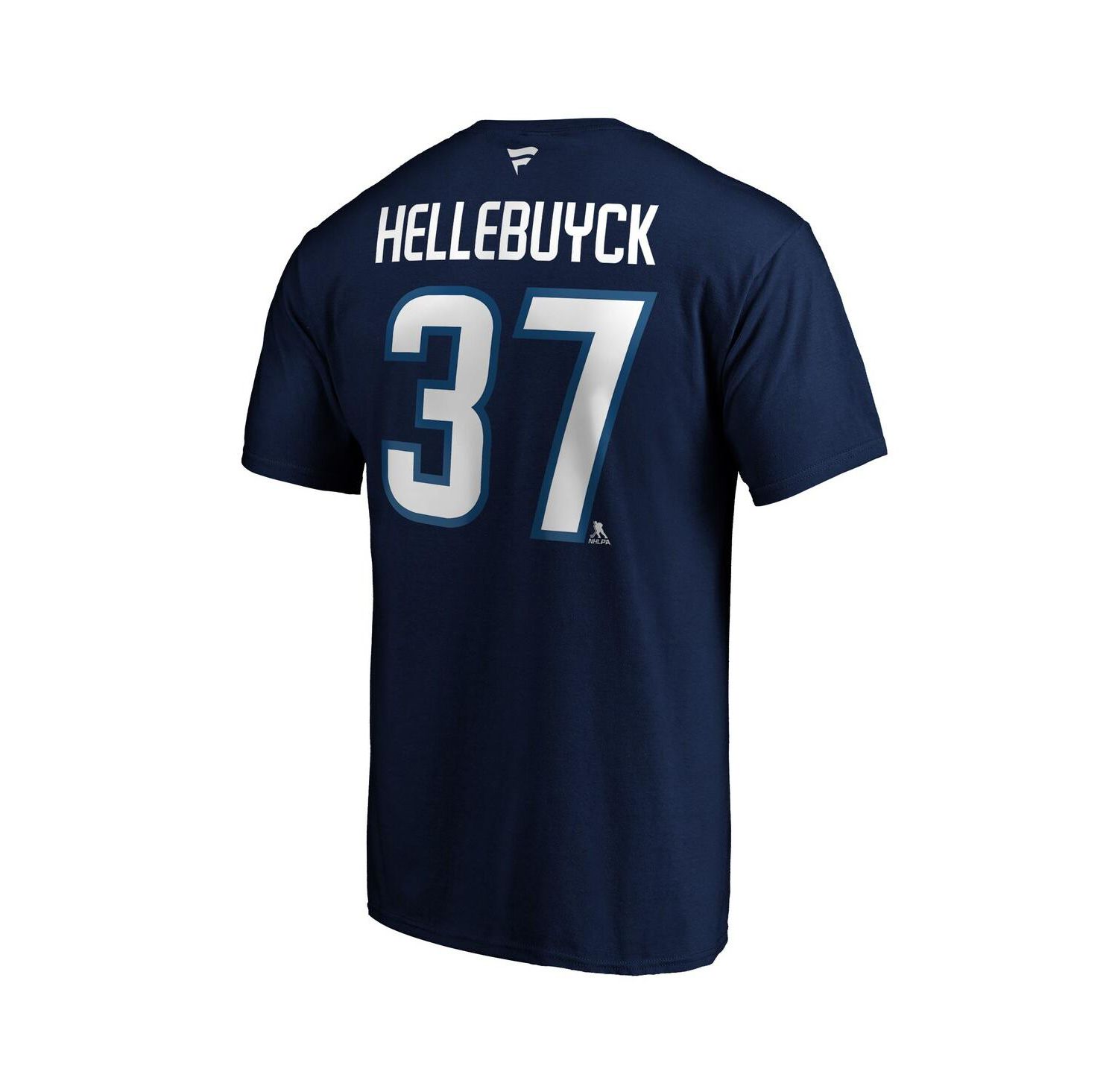 Men's Navy Connor Hellebuyck Winnipeg Jets Authentic Stack Name & Number T-Shirt