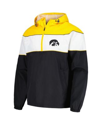 Men's Black Iowa Hawkeyes Center Line Half-Zip Raglan Hoodie Sweatshirt