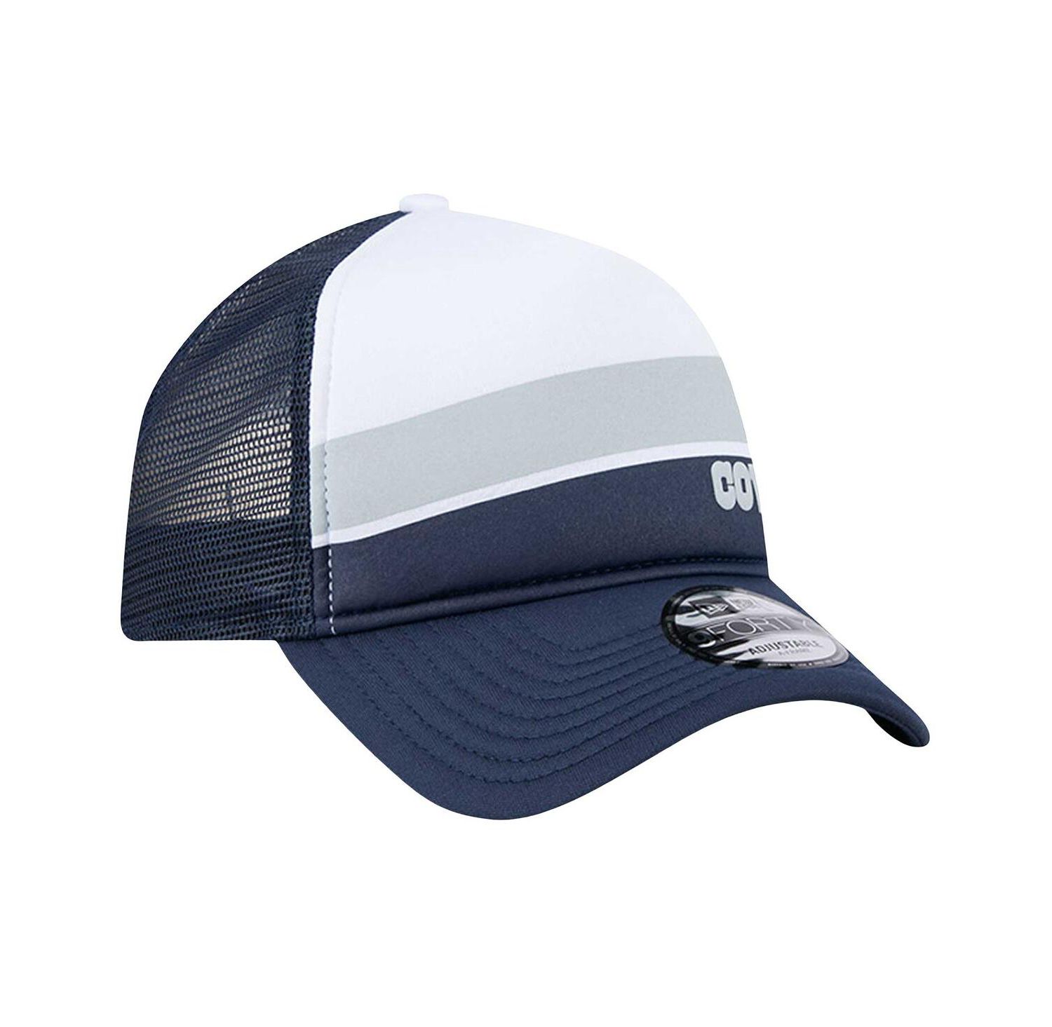 Men's White/Navy Dallas Cowboys Sport Night Color Block 9FORTY A-Frame Trucker Adjustable Hat