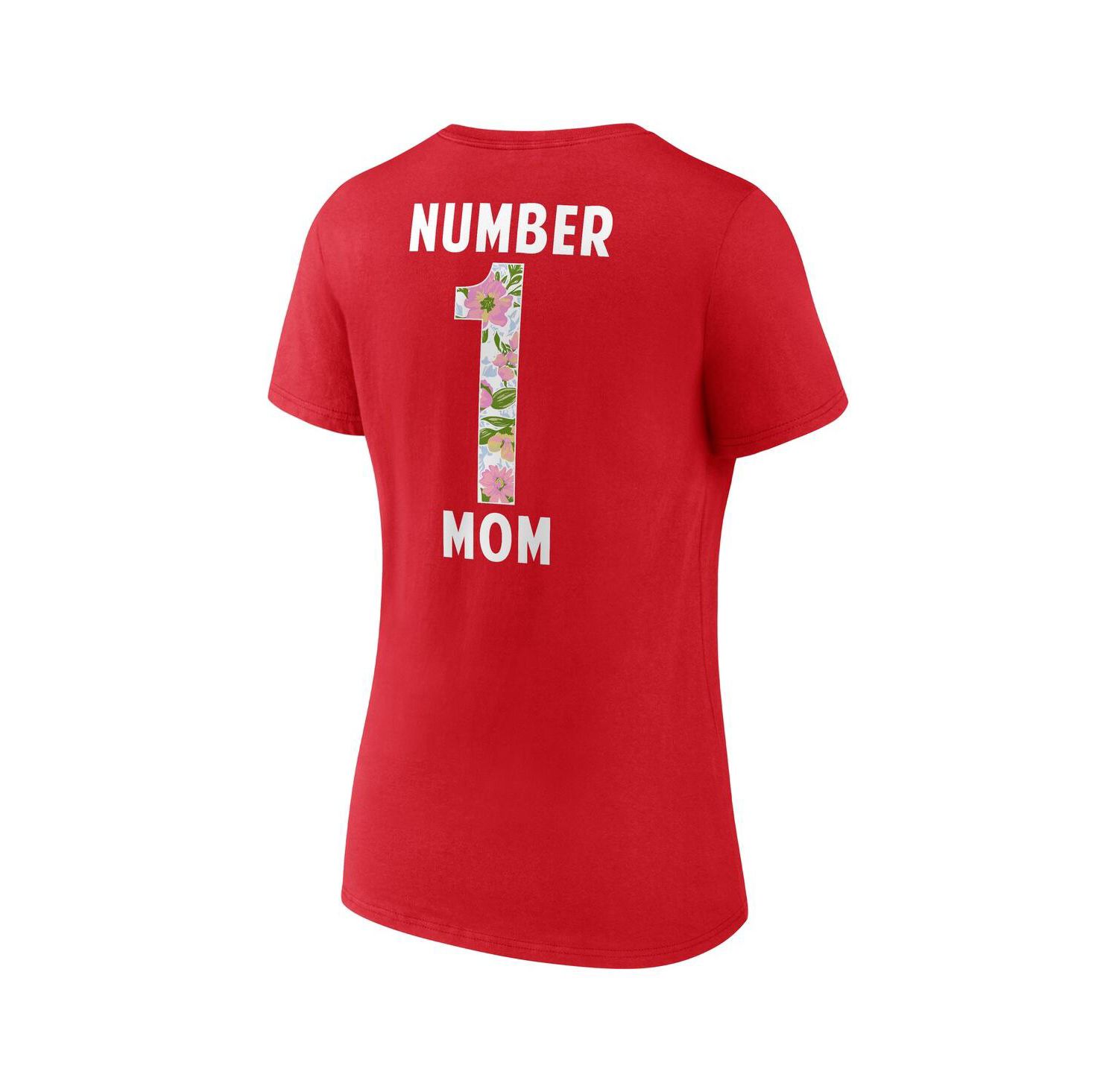 Women's Red Kansas City Chiefs Plus Size Mother's Day Floral V-Neck T-Shirt