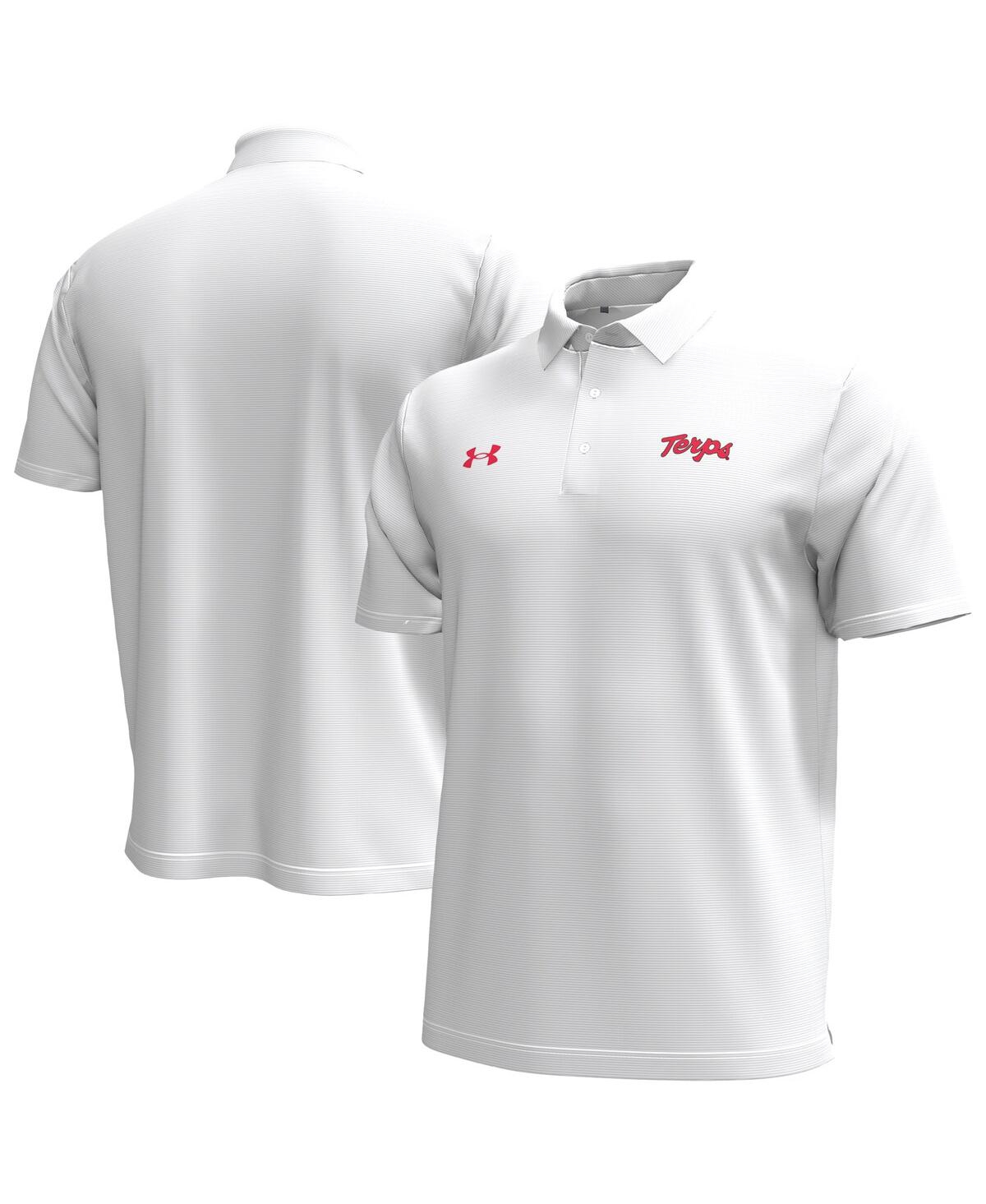 Men's White Maryland Terrapins Playoff Chest Stripe Performance Polo Shirt - White