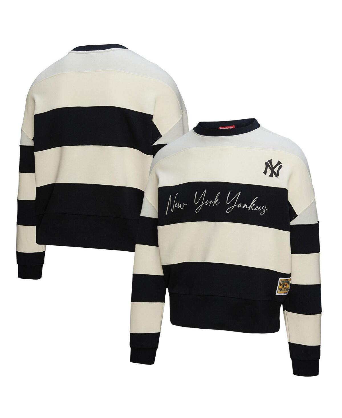 Women's Gray/Black New York Yankees Cooperstown Collection Blocked Fleece Pullover Sweatshirt - Gray, Black