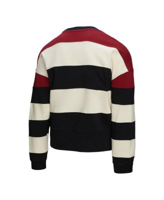 Women's Burgundy/Black Philadelphia Phillies Cooperstown Collection Blocked Fleece Pullover Sweatshirt