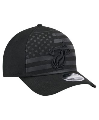 Men's Black Miami Heat Game Day Flag A-Frame 9FORTY Adjustable Hat