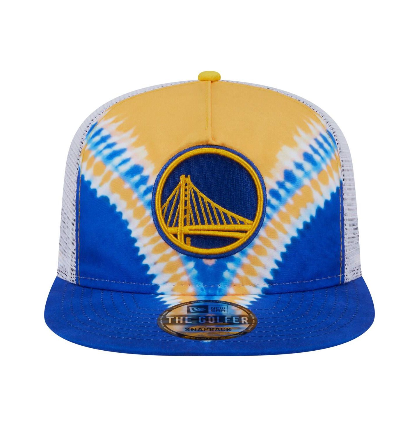 Мужская кепка New Era Royal/Gold Golden State Warriors Throwback Dye Golfer Snapback Hat — фото 2
