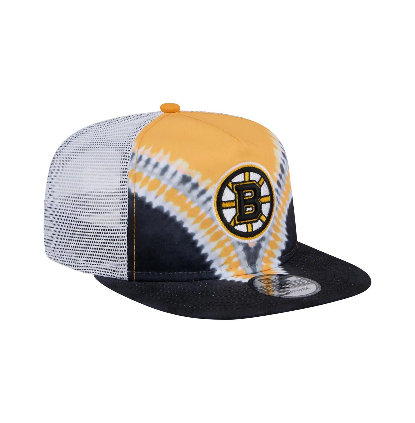 Мужской головной убор New Era Black/Gold Boston Bruins Throwback V-Dye Adjustable Golfer Hat — фото 3