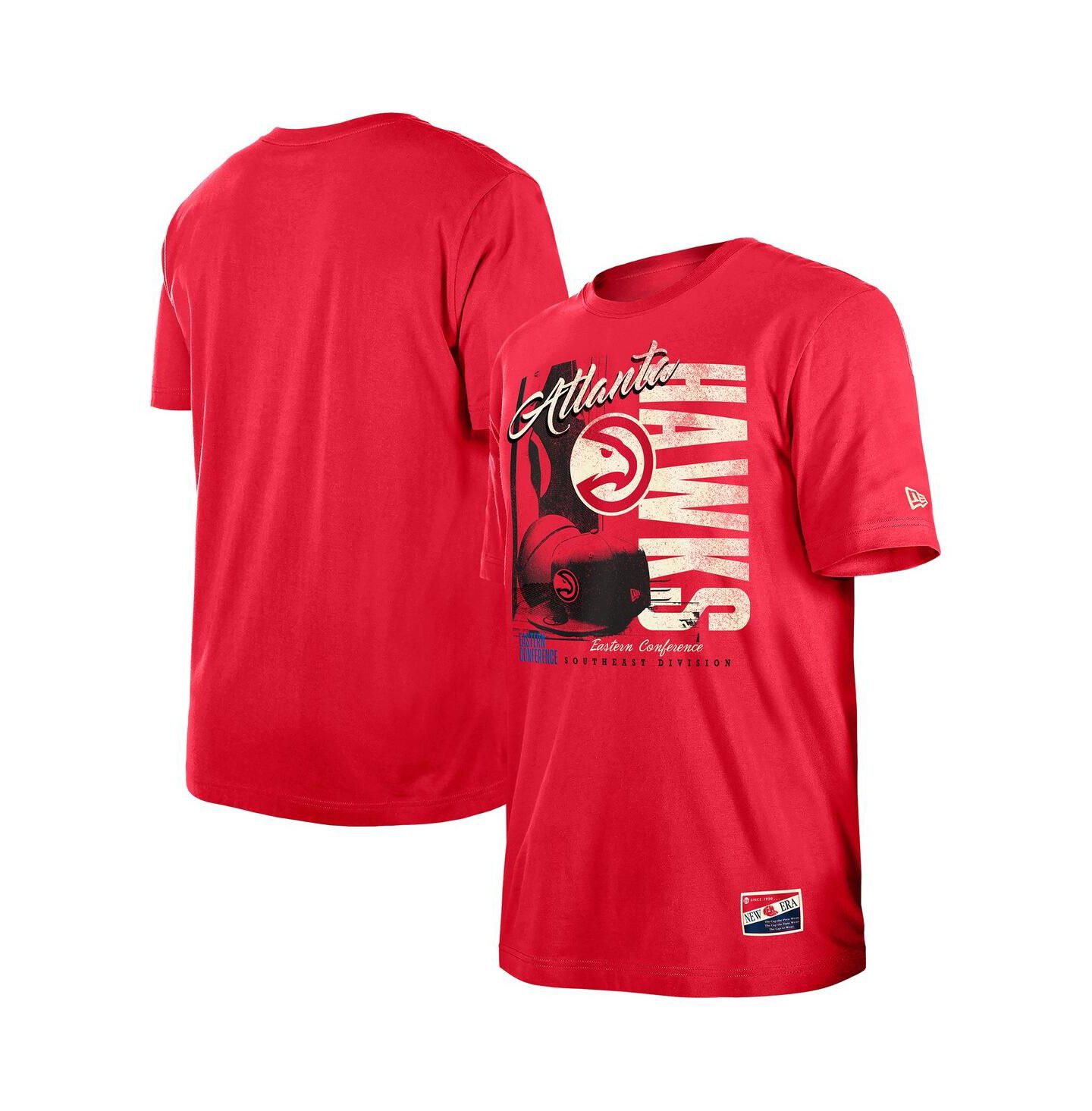 Мужские футболки New Era Red Atlanta Hawks Distressed Throwback Vintage Color Pack — фото 1