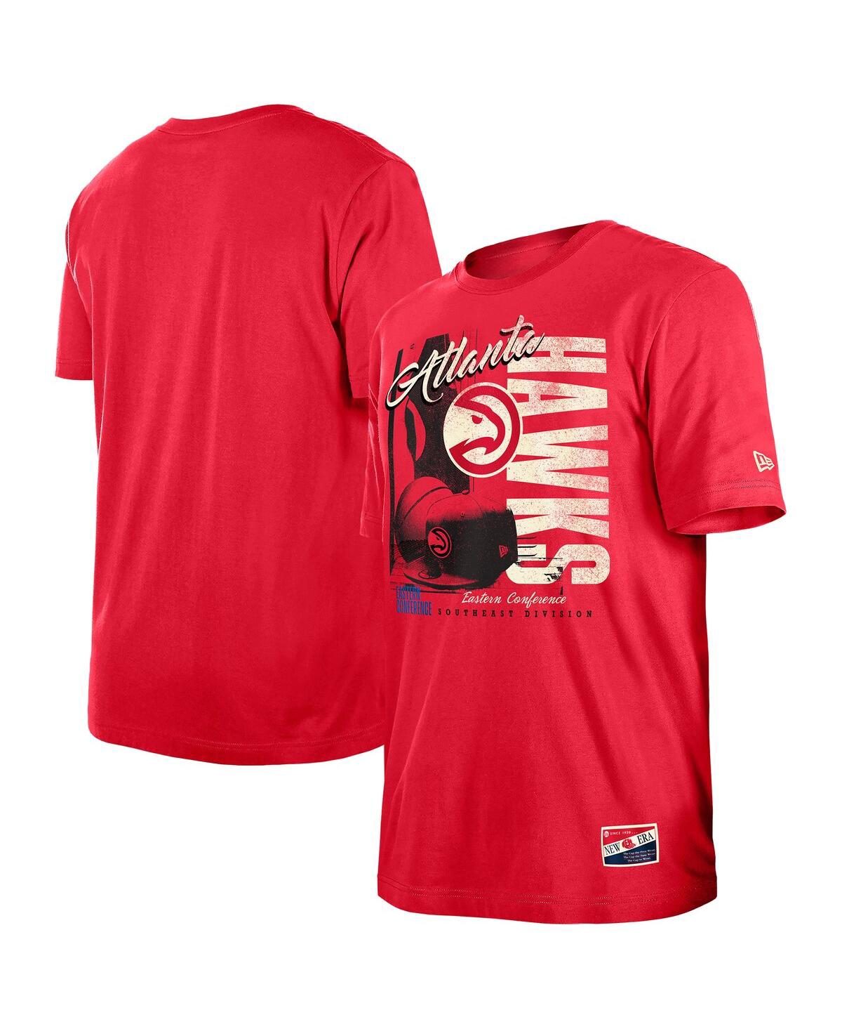 New Era Men's Red Atlanta Hawks Distressed Throwback Vintage Color Pack T-Shirt - Red
