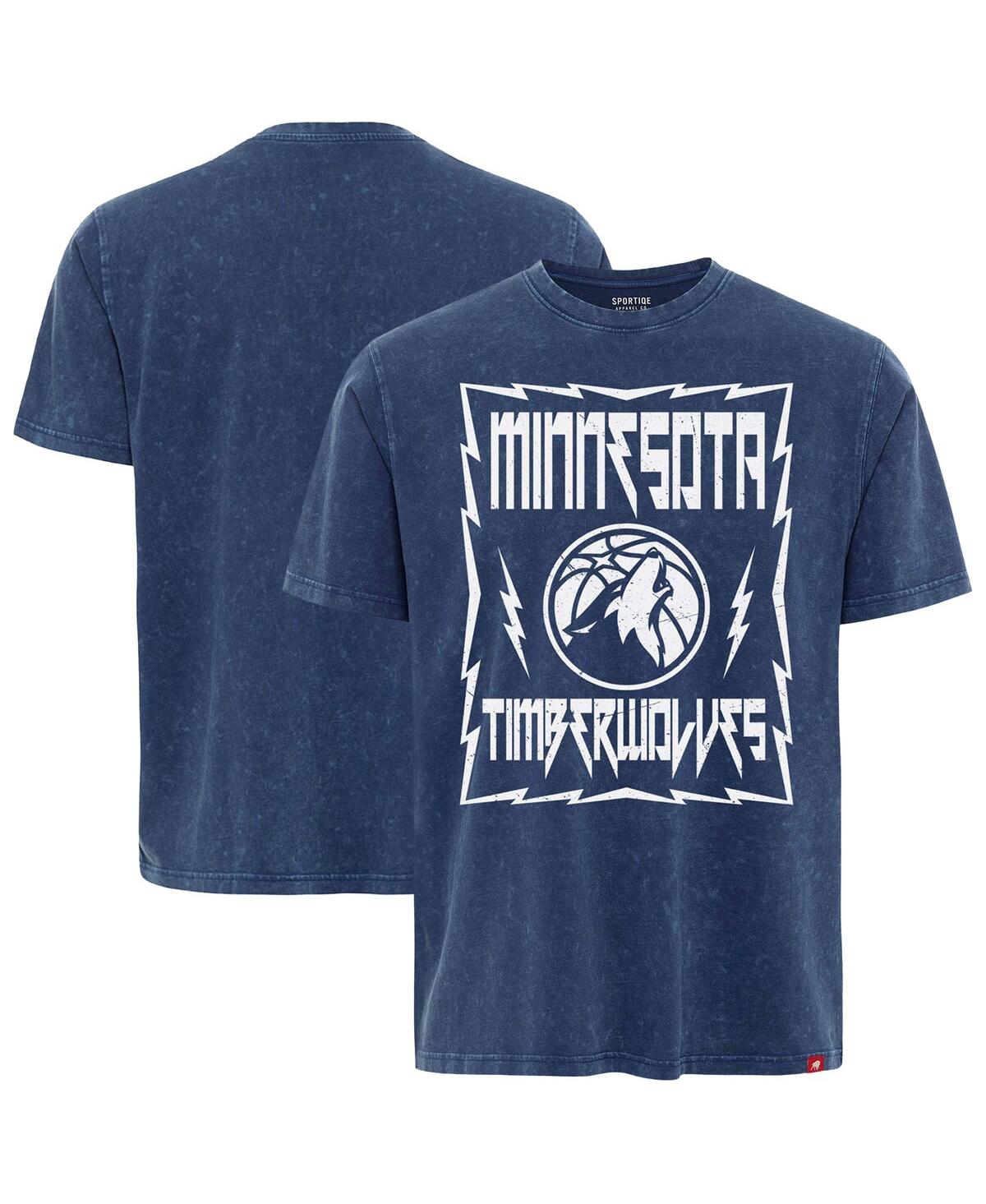 Men's and Women's Blue Minnesota Timberwolves Distressed Rock Roll Collection Angus Premium Mineral Wash T-Shirt - Blue