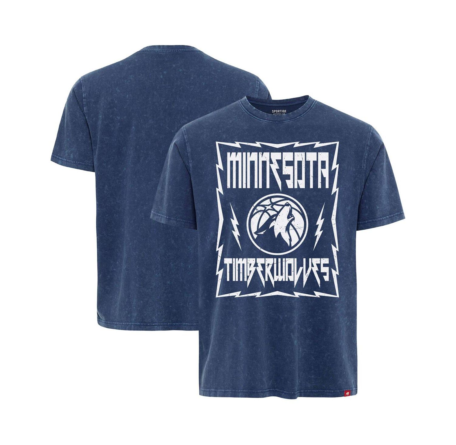 Men's and Women's Blue Minnesota Timberwolves Distressed Rock Roll Collection Angus Premium Mineral Wash T-Shirt