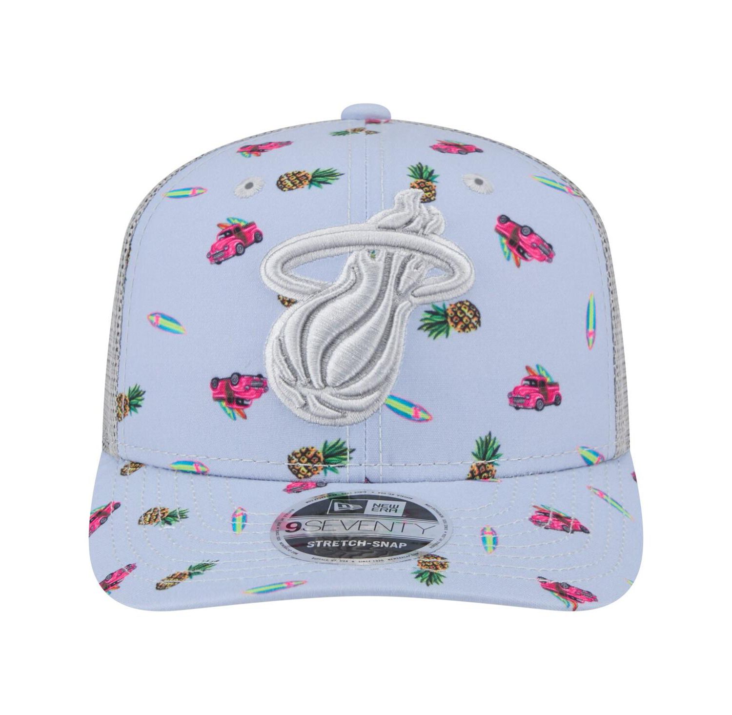 Men's Light Blue/Gray Miami Heat Adventure Aloha Pattern 9SEVENTY Stretch-Snap Hat