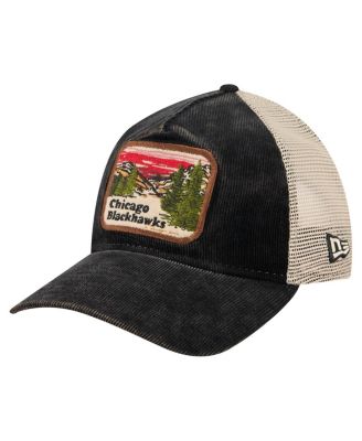 Men's Black/Cream Chicago Blackhawks Vintage Landscape 9TWENTY A-Frame Adjustable Trucker Hat