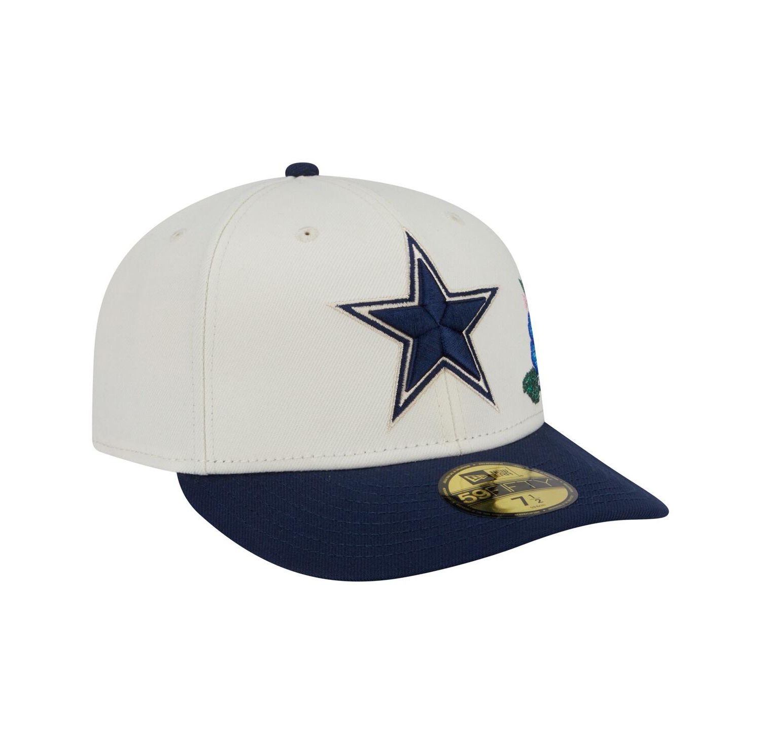 Men's Cream/Navy Dallas Cowboys Tonal Florals 59FIFTY Fitted Hat