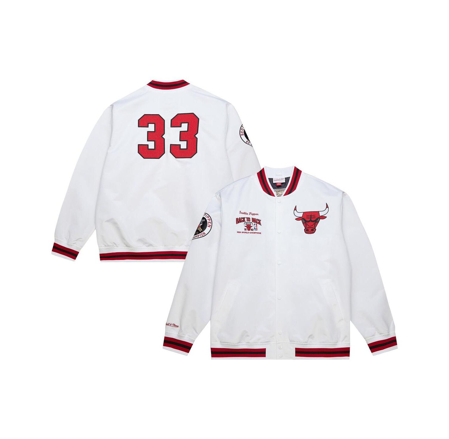 Men's Scottie Pippen White Chicago Bulls NBA Legends Full-Snap Satin Jacket