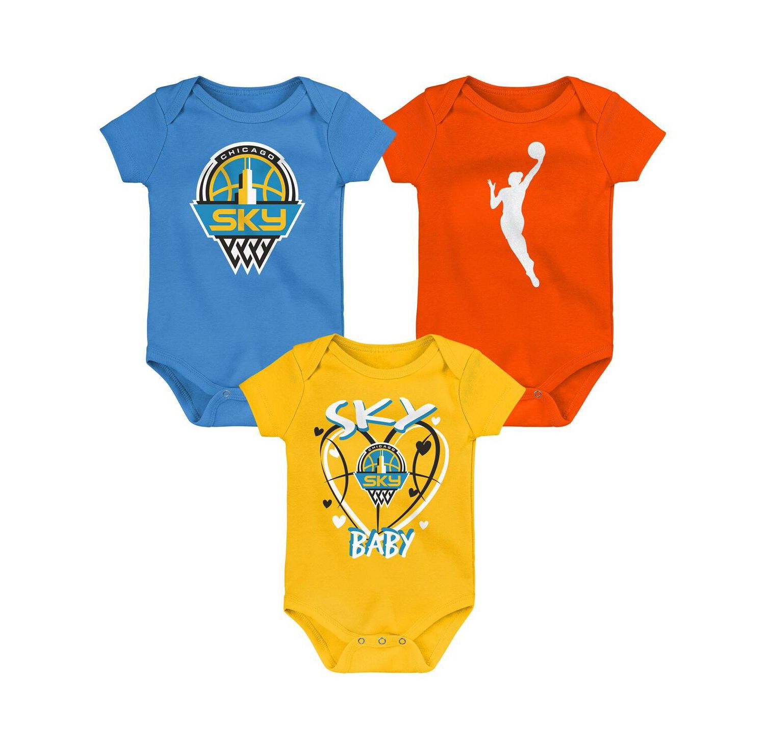 Baby Boys and Girls 3-Pack Chicago Sky Slide Home Creeper Set