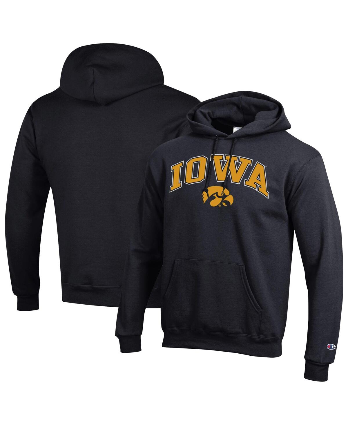 Men's Black Iowa Hawkeyes Arch Over Logo Pullover Hoodie - Black