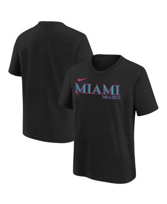 Nike - Big Boys and Girls Black Miami Marlins 2025 City Connect Wordmark T-Shirt