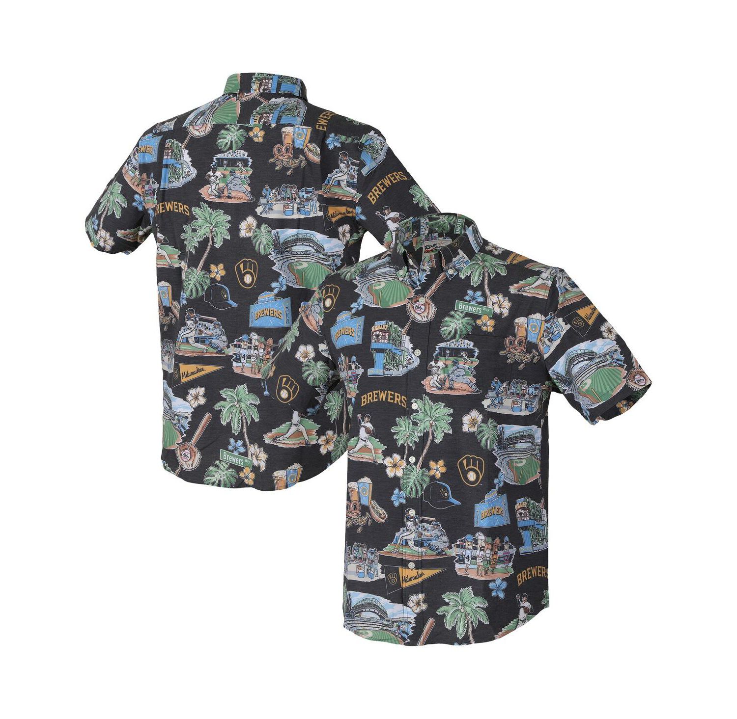 Men's Black Milwaukee Brewers Scenic Tri-Blend Button-Down Shirt