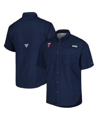 Columbia - Men's Navy Minnesota Twins Tamiami Omni-Shade Button-Down Shirt