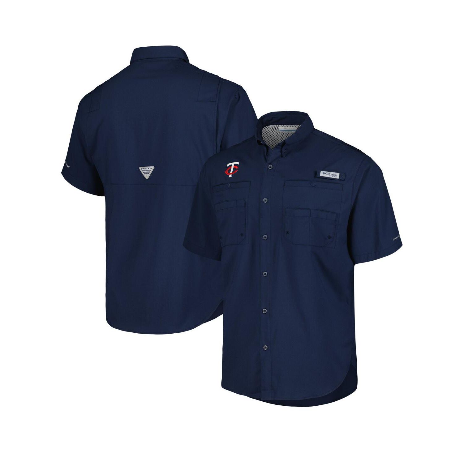 Men's Navy Minnesota Twins Tamiami Omni-Shade Button-Down Shirt