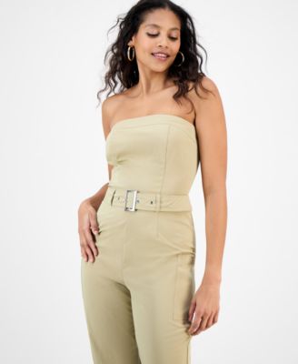 Women's Strapless Belted Utility Jumpsuit, Exclusively at Macy's 